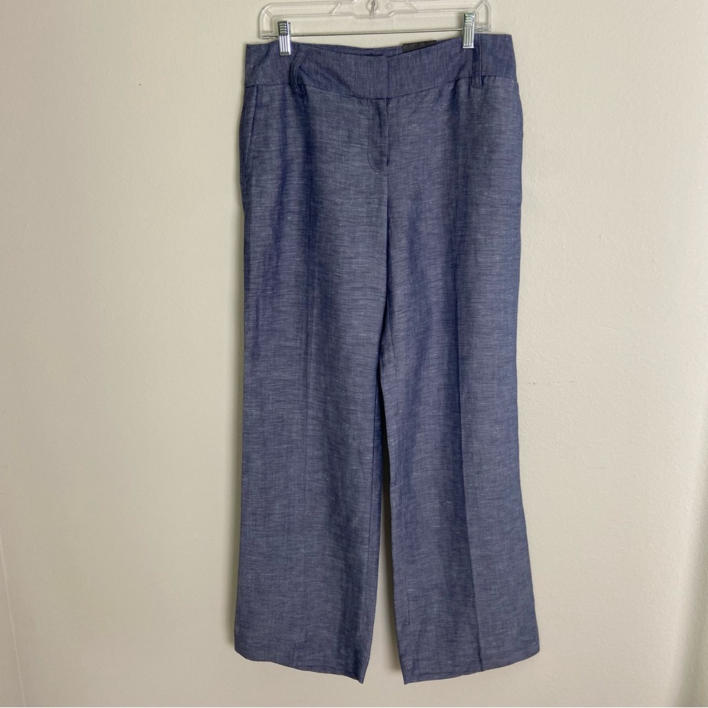 🆕 NWT Alfani Size 10 Linen Blend Wide Leg Blue Pants - Picture 2 of 11